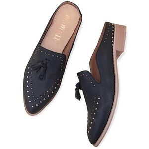 mi.im Black Studded Tassel Genuine Leather Loafer size 7